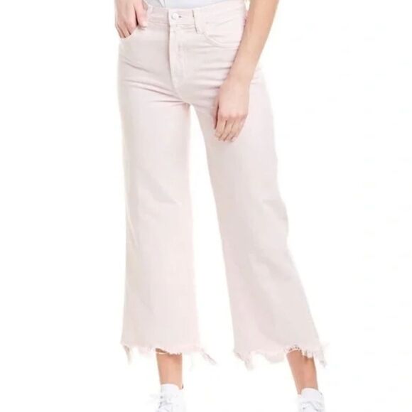 J Brand Joan Crop Denim High Waisted Wide Leg Distressed Uneven Hem - Women’s 27 - Picture 1 of 12